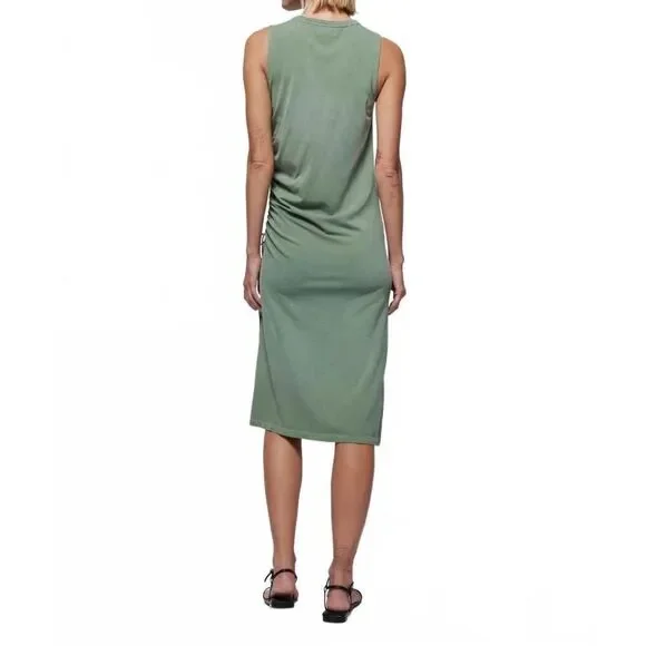 Nation LTD Iris Ruched Crewneck Midi Dress size M Sea Spray Green Sleeveless - Picture 3 of 9
